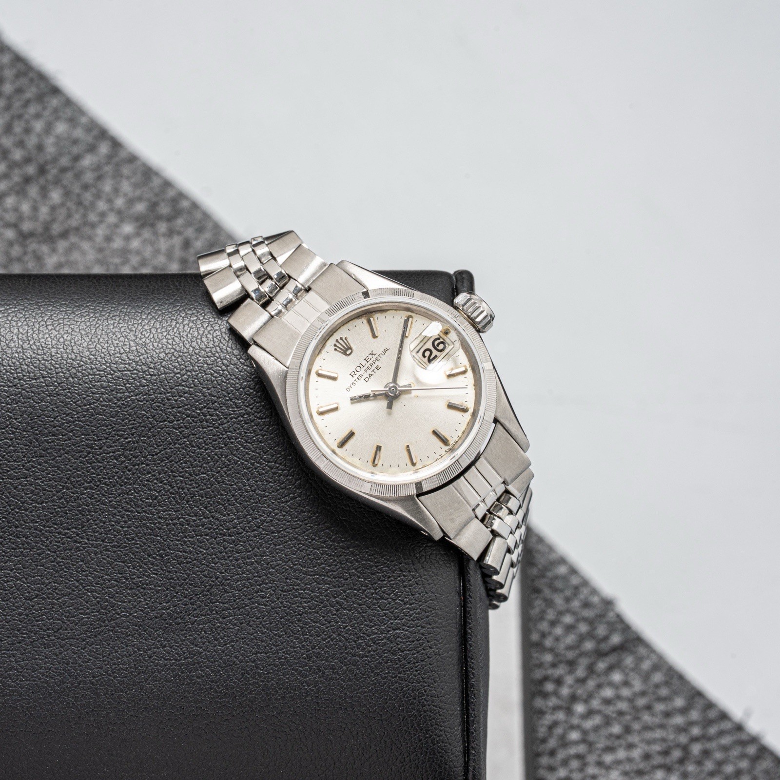 Rolex Oyster Perpetual Date 6519 Lady 24mm Stainless Steel Wristwatch ca 1960's