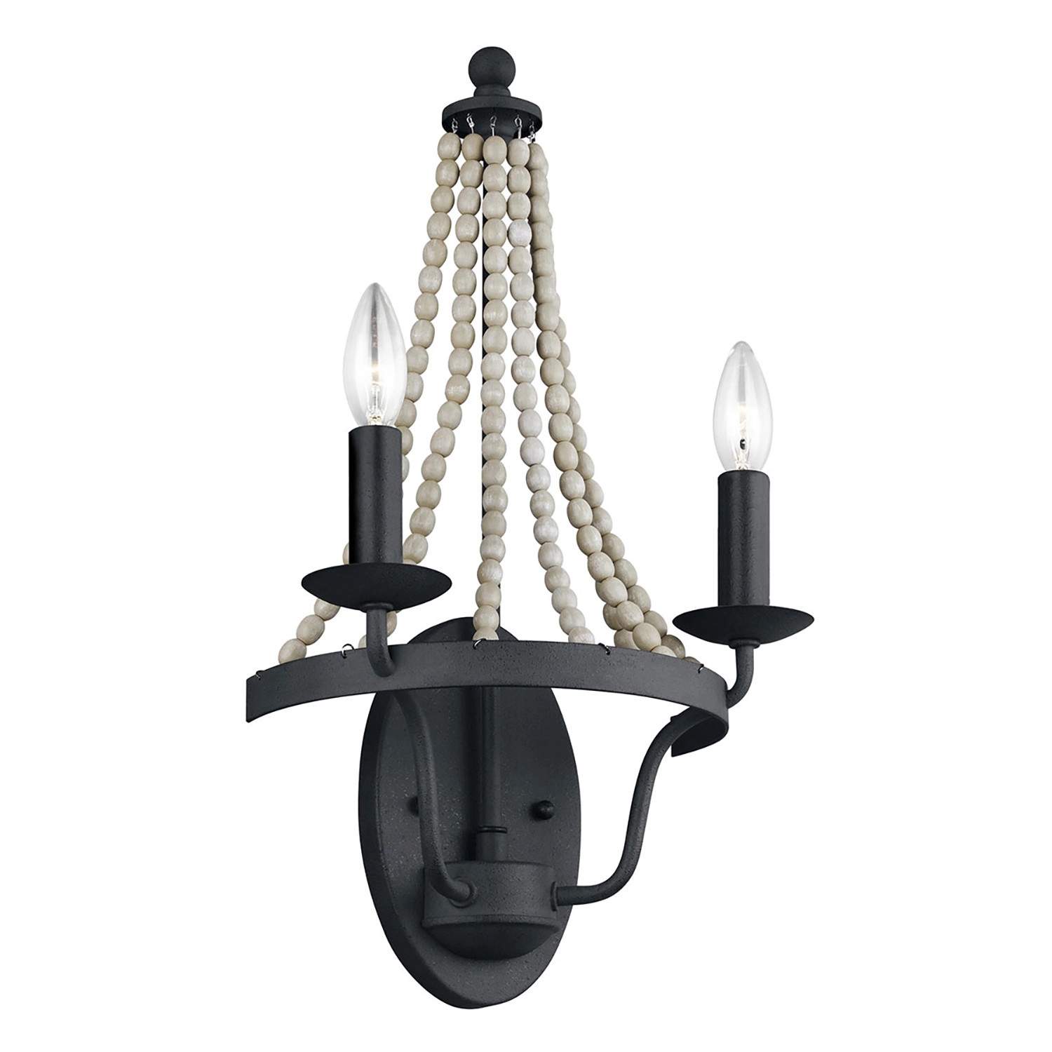 Lampada da Parete Nori Stile Gotico Moderno - Zinco e Perline Legno
