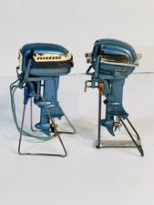 LOT OF 2: VTG EVINRUDE BIG TWIN DIECAST ELECTRIC OUTBOARD B-O TOY BOAT MOTORS