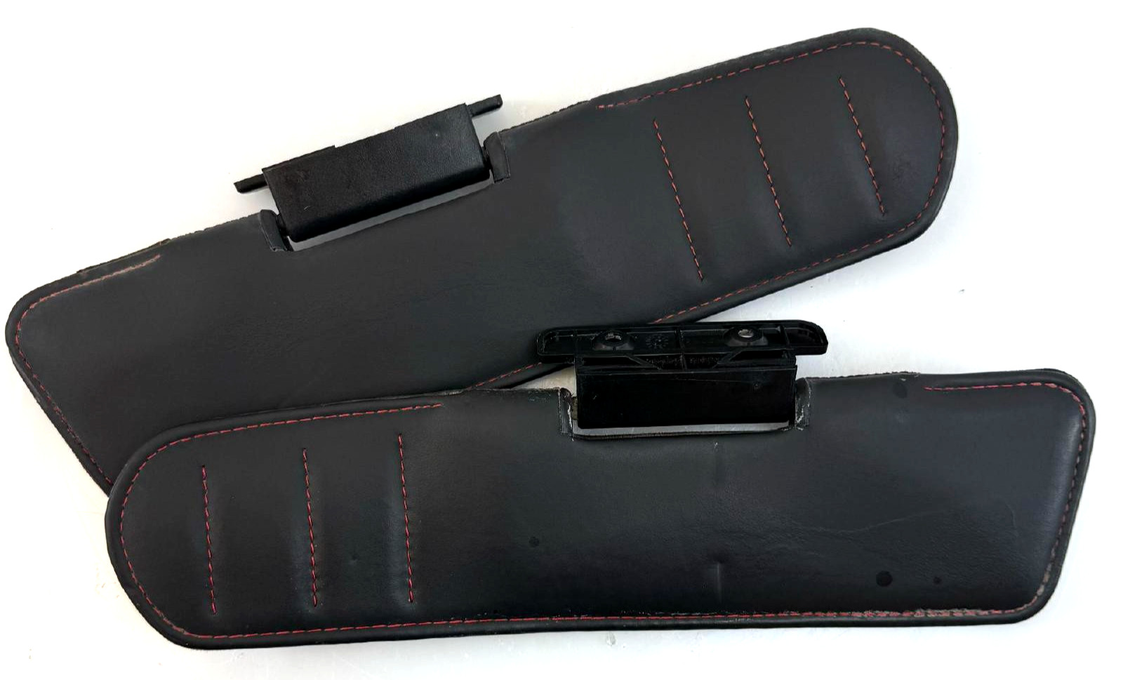 10-14 Ferrari California Sun Visor Set Black Red Stitch Suede OEM Left Right