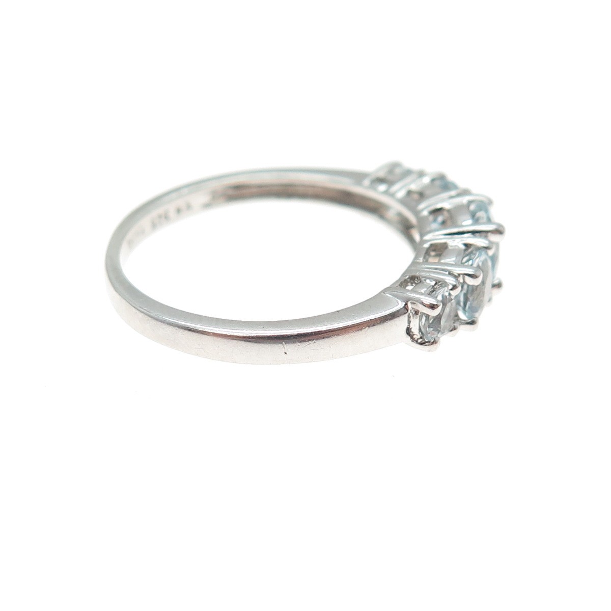 KN Kajal Naina 925 Sterling Silver Real Round-Cut Aquamarine Ring Size 9.25