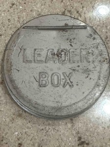 Vintage Aluminum 4" LEADER BOX Embossed Lid For Fly Fishing Leader Line
