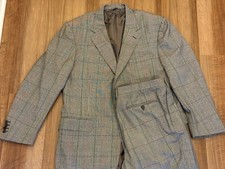 Canali EU 56 Mens 2 Piece Suit Gray Glen Plaid Wool Made in Italy US 46