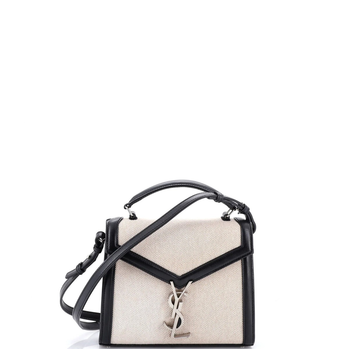 Saint Laurent Cassandra Top Handle Bag Canvas with Leather Mini | eBay
