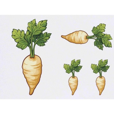 4 x 'Pastinake mit grünen Blättern' Temporäre Tattoos / Transfers (TO00099388)