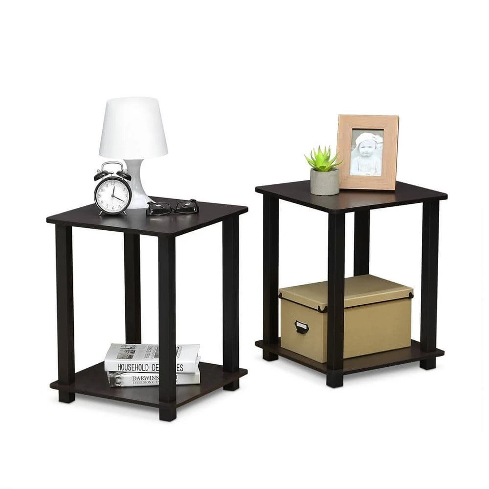 End Table Simplistic Dark Walnut Rectangle 19.6"H x 15.6"W x 15.6"L (2-Pack) - Image 4 of 4