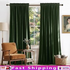 Luxury Velvet Blackout Curtains Adjustable Length Dual Rod Pocket Panels New