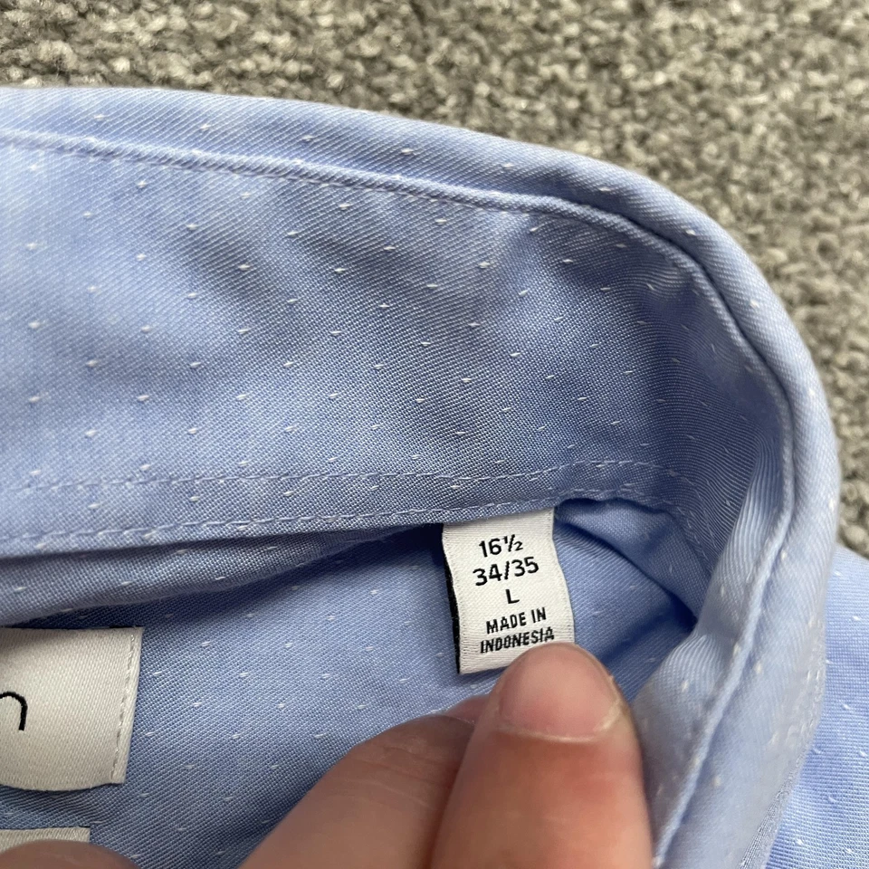 Calvin Klein Shirt Mens Large Blue Slim Fit Button Down Dress Shirt 16.5 34/35 - Image 4 of 4