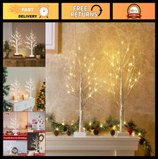 2FT LED Birch Tree Lamp - Warm White Light, Battery Powered, Timer, 2-Pack, Home