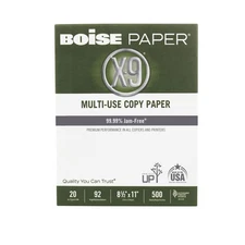 Boise X-9 Multipurpose Paper, 92 Bright, 8 1/2" x 11" Letter Size, 20 lb, 500...