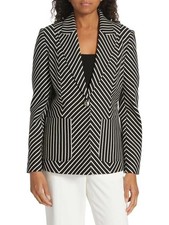NWT Elie Tahari Tailored Black and White Striped Women Blazer Jacket