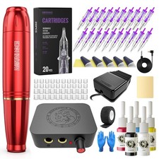 Wormhole Tattoo Kit Gun Cartridge Machine Pen for Beginners True red