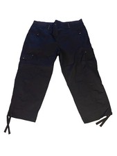 Chico s Women s Capri Pants Black Sz 2 38x 25 Zip Pockets , Draw String Leg New