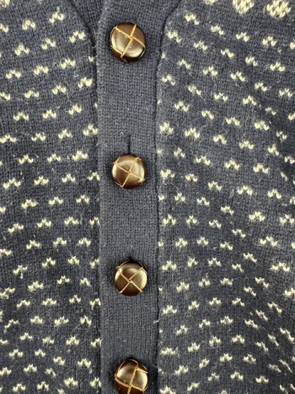 Cárdigan Suéter Brooks Brothers 346 Para Hombres Mezcla de Lana Patrón Nórdico Azul Talla L Foto 4 de 4