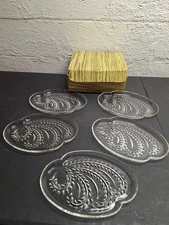  1950s 5 pc Federal Glass Homestead Snack Plates Original Box Missing Cups!