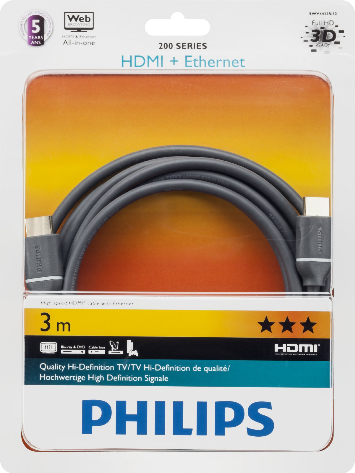 Philips Cavo HDMI con Ethernet SWV4433S/10 (Y8r)