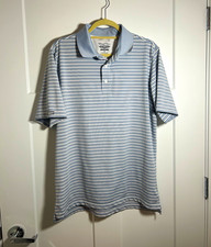 Medium Straight Down Performance Golf Polo Men's M Blue/White Striped SS