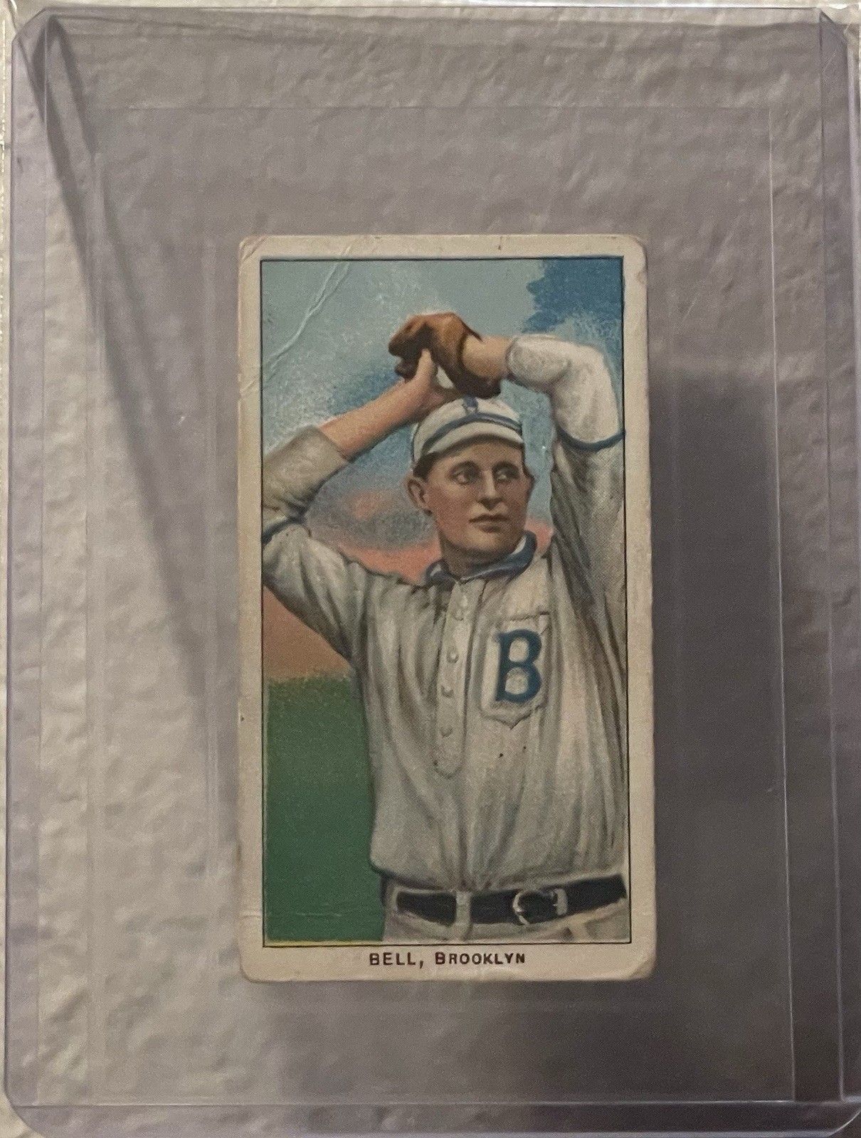 1909-11 T-206 George Bell Piedmont 150 Hands Above Head Brooklyn Tobacco Card