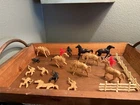 Vintage Plastic Western Cowboy Indian Horse Fence Figure Lot Marx? Mixed Colors