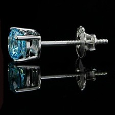 1Ct Lab Created Blue Diamond Mens Single Stud...