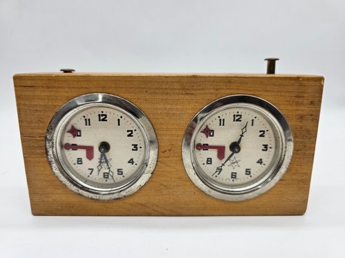 Chess Clock Vtg Alpha Guillotine Model Analog Germany Wood Max Andres c1960's - Picture 9 of 11