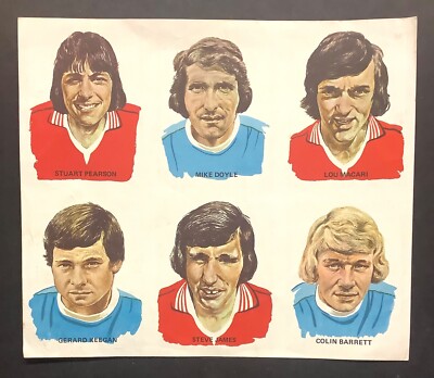 Manchester Evening News Pink Final Uncut Card Sheet Man United Man City 1975/76