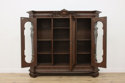 Renaissance Antique Oak Office Library Bookcase Sculptures #54006 - Picture 5 of 15
