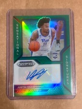 2021-22 Prizm Draft Picks Sensational Signatures Green Justin Champagnie Auto RC