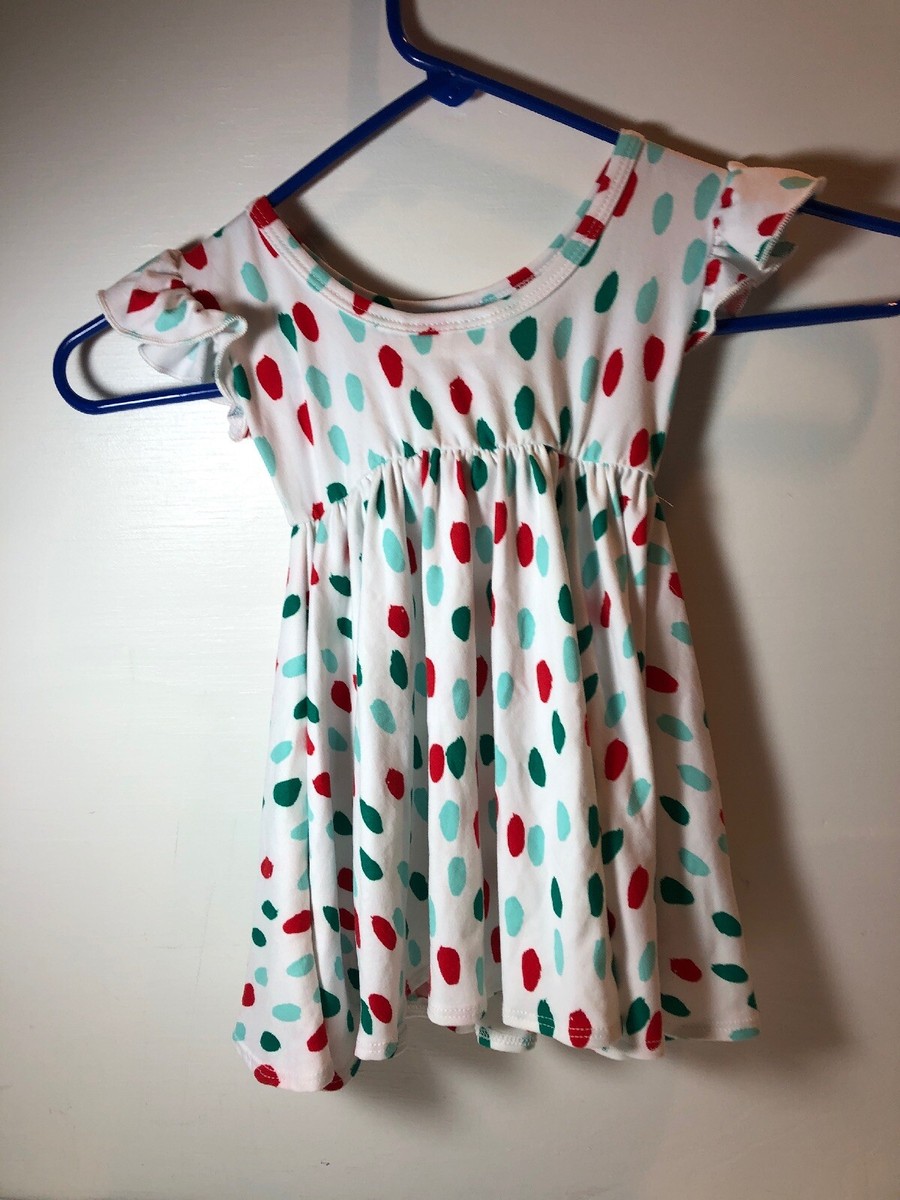 Dot Dot Smile Girls Red Green Christmas Flutter Sleeve Empire Dress Size  12/24M | eBay
