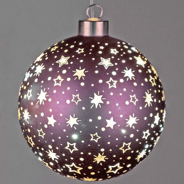 HäNger Kugel Velvet-Purple LED Sterne Dekokugel Glas formano Weihnachtskugel-image