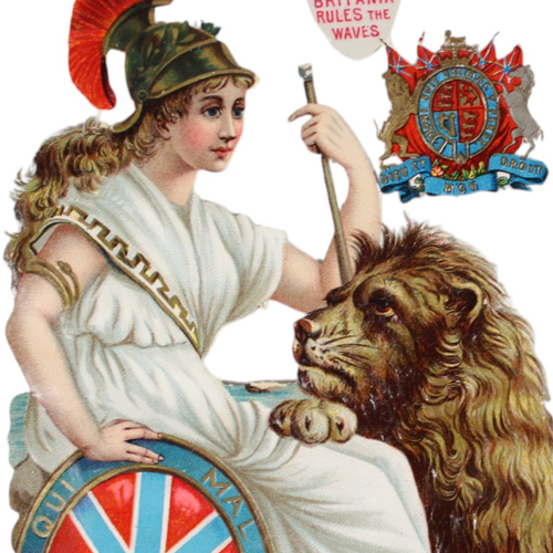 RULE BRITANIA Victorian Era Die Cut Britannia Rules the Waves Lion Shield 1800s