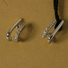 Silver Tone Clear CZ Huggie Pierced Hoop Earrings - Pick your style