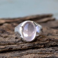 Natural Rose Quartz Gemstone 925 Sterling Silver Handmade Birthstone Gift Ring