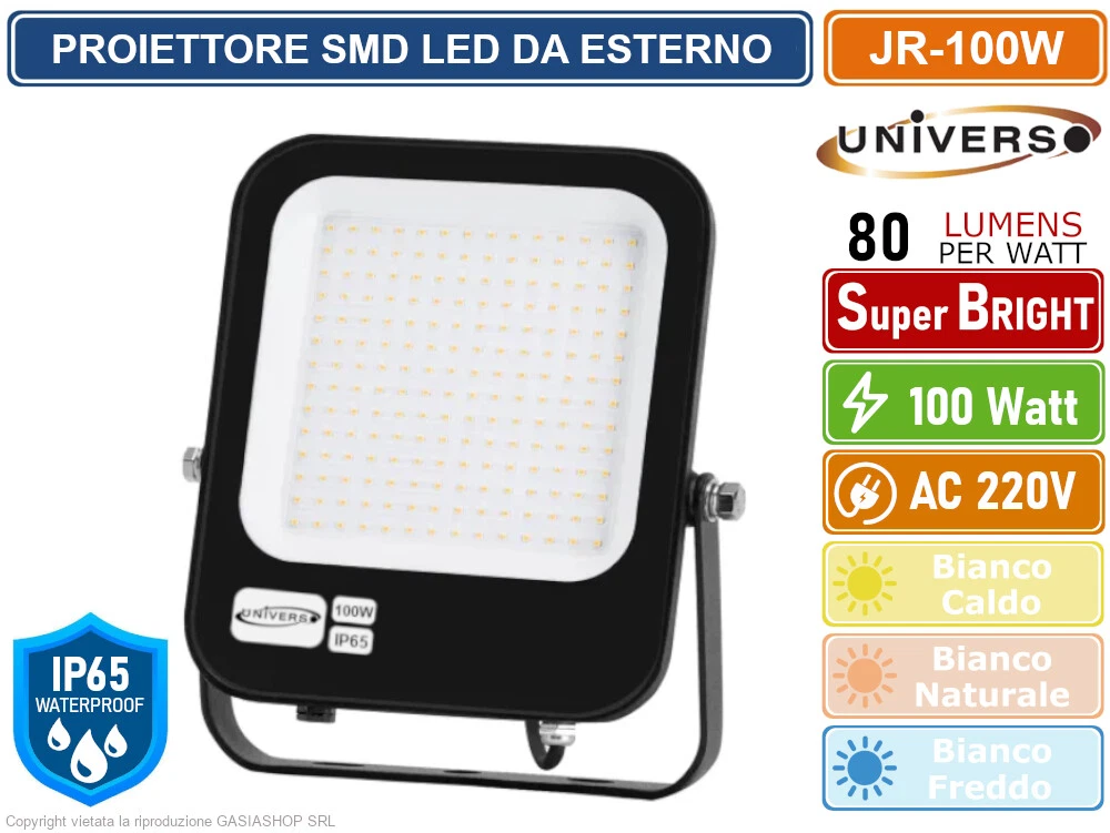 Faretto LED Per Esterno 100W Luce Bianca Naturale 4000K IP65 8000 Lumen FSL - Foto 6
