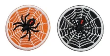 Black Widow Spider Web Halloween Embroidered Applique Iron On Patch 2.1" Round