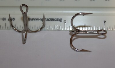 VMC Lot of 50 #2 Round Bend Regular Shank Nickel Treble Hooks New (7651-NI)