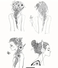 Girls Heads with braids Clear Cling Stamps
