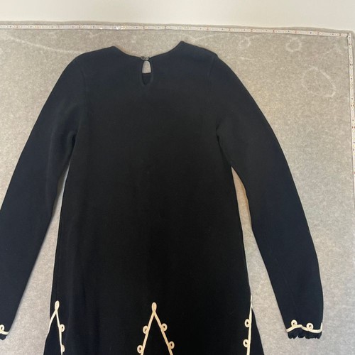 Hanna Andersson girl's sz 12 Black sweater dress, warm, long sleeve, white trim - Picture 4 of 15
