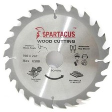Image of Spartacus Wood Cutting Saw Blade 190mm x 24 Teeth x 30mm Milwaukee M18CCS66-0