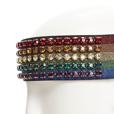 NWT Auth GUCCI Webby rhinestone crystal encrusted Rainbow 