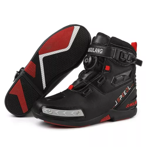 Motorradstiefel Leder Fahrer Schutz Anti Rutsch Off-Road Motorrad Rennschuhe - Bild 24 von 26