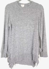 Anthropologie Postmark Tunic Top XS Ruffled Side Slit Knit Made In USA Preppy