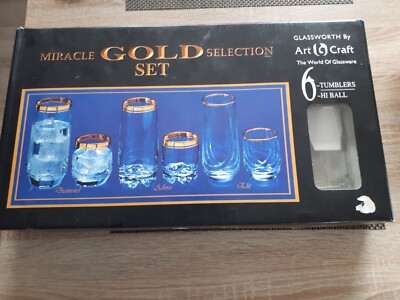 12 schöne Design Drink Gläser Set von ARTCRAFT mit Goldrand in Originalverpackun