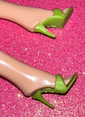 Superstar Barbie Type Vintage Lime Green Mules Shoes for Fashion Dolls  