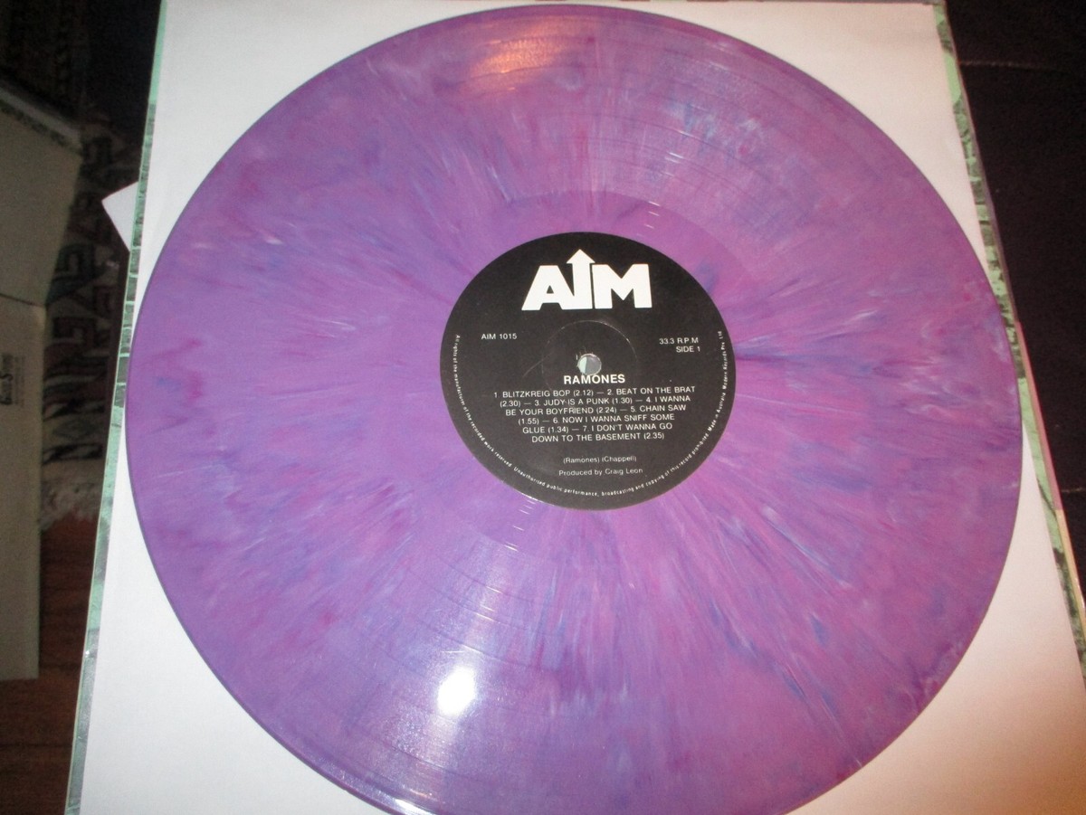 RAMONES サイン入り　レコード 1987 Reissue RAMONES S/T Australia LP AIM 1015 Purple Marble Vinyl