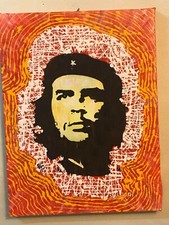che guevara handmade painting oil+acrilic on canvas signed