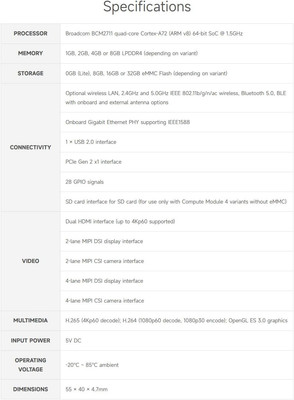 Pi Compute Module 4 Comes with an Official Raspberry Pi CM4002000 (Without Wi...