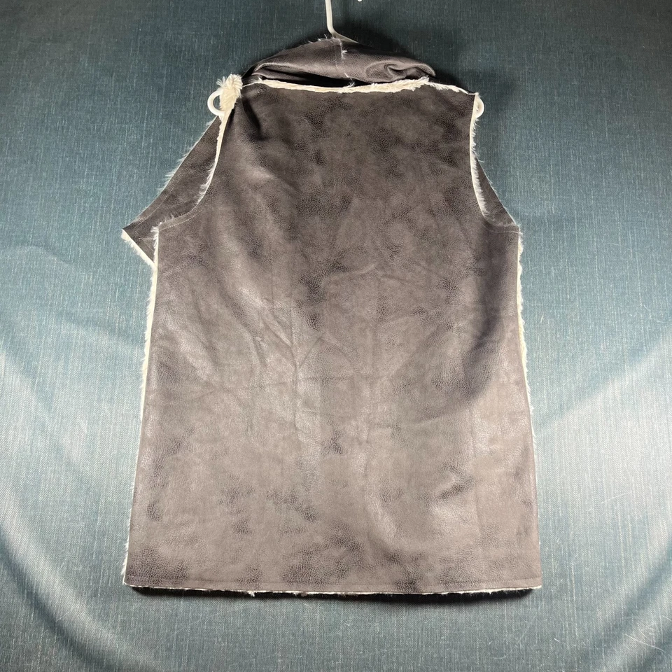 Chaleco de piel sintética Saks Fifth Avenue para mujer talla M marrón forrado cuello frente abierto Foto 2 de 4