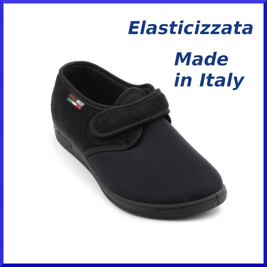 Pantofole da donna invernali chiuse nero strappo in tessuto velcro