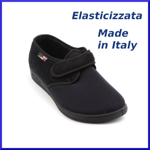 Pantofole da donna invernali chiuse nero strappo in tessuto velcro  elasticizzate | eBay